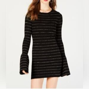 Nwt Material Girl Black and Gold Striped Sweater women's size XS